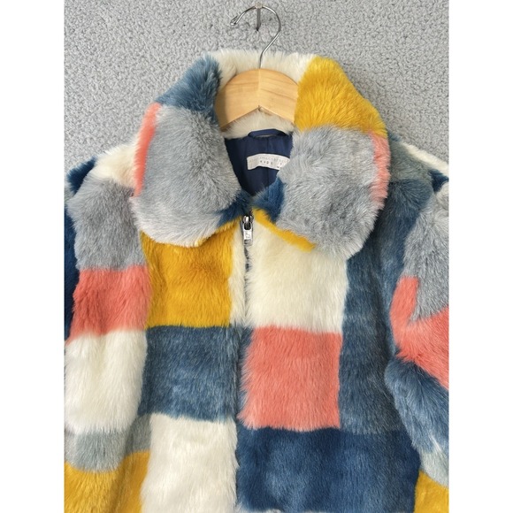 Stella McCartney Kids ColorBlock Abbie Faux Fur Jacket Sz 14 Yrs Soft And Cozy - Picture 2 of 10